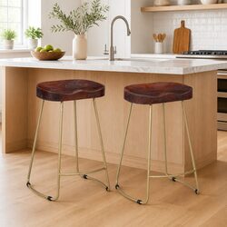 Stylish Solid Mango Wood Bar Stools - Set of 2 for You