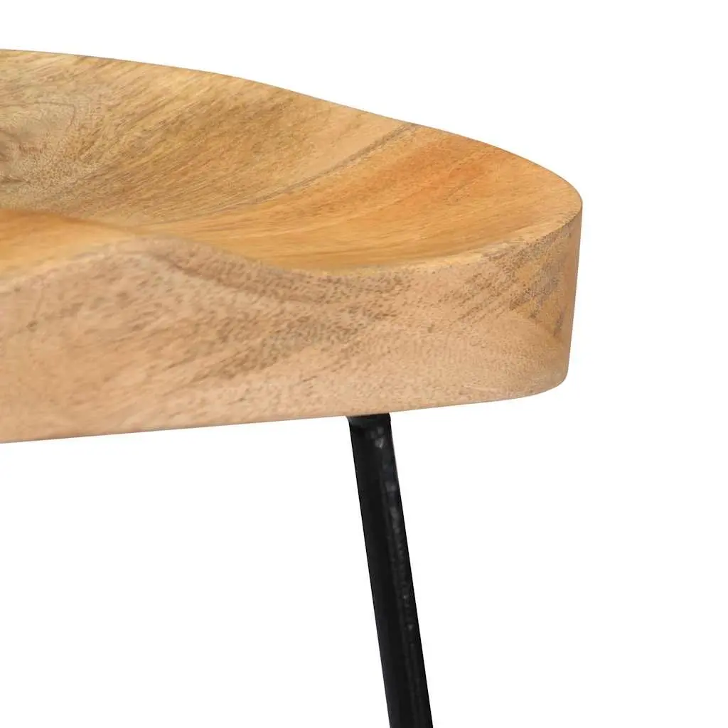 Bar Stools Retro Vintage Solid Mango Wood Brown 2 Piece