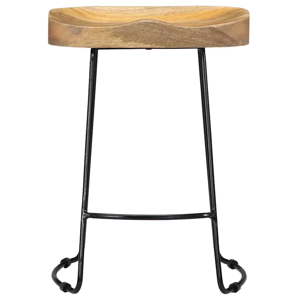 Bar Stools Retro Vintage Solid Mango Wood Brown 2 Piece