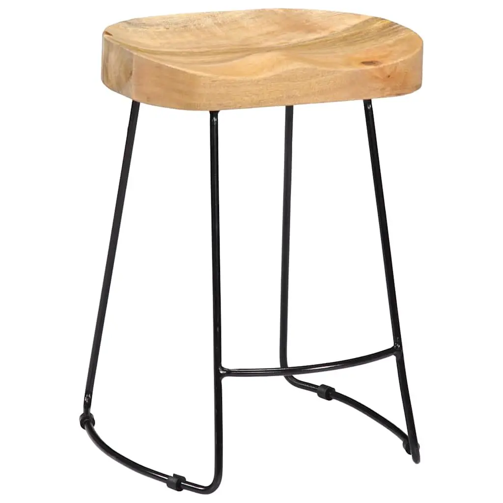 Bar Stools Retro Vintage Solid Mango Wood Brown 2 Piece