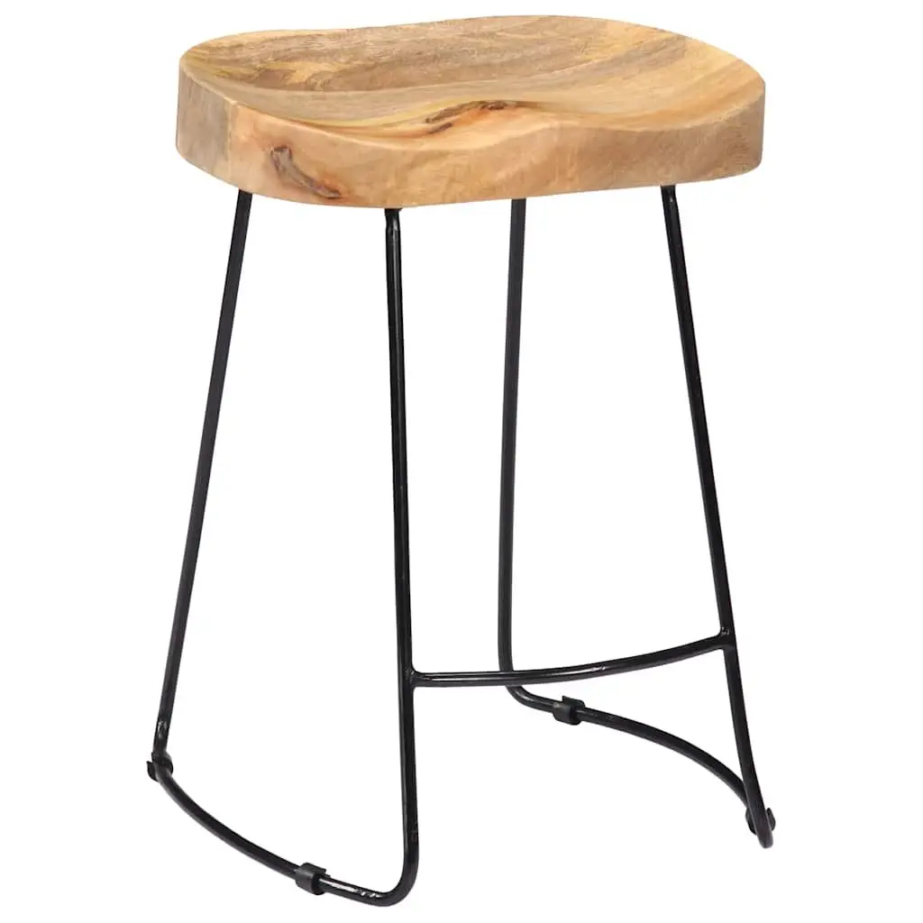 Bar Stools Retro Vintage Solid Mango Wood Brown 2 Piece