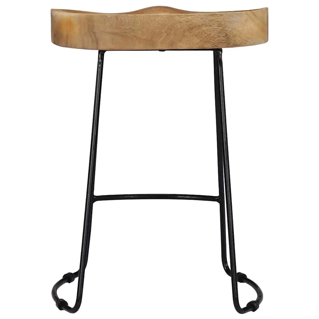 Bar Stools Retro Vintage Solid Mango Wood Brown 2 Piece