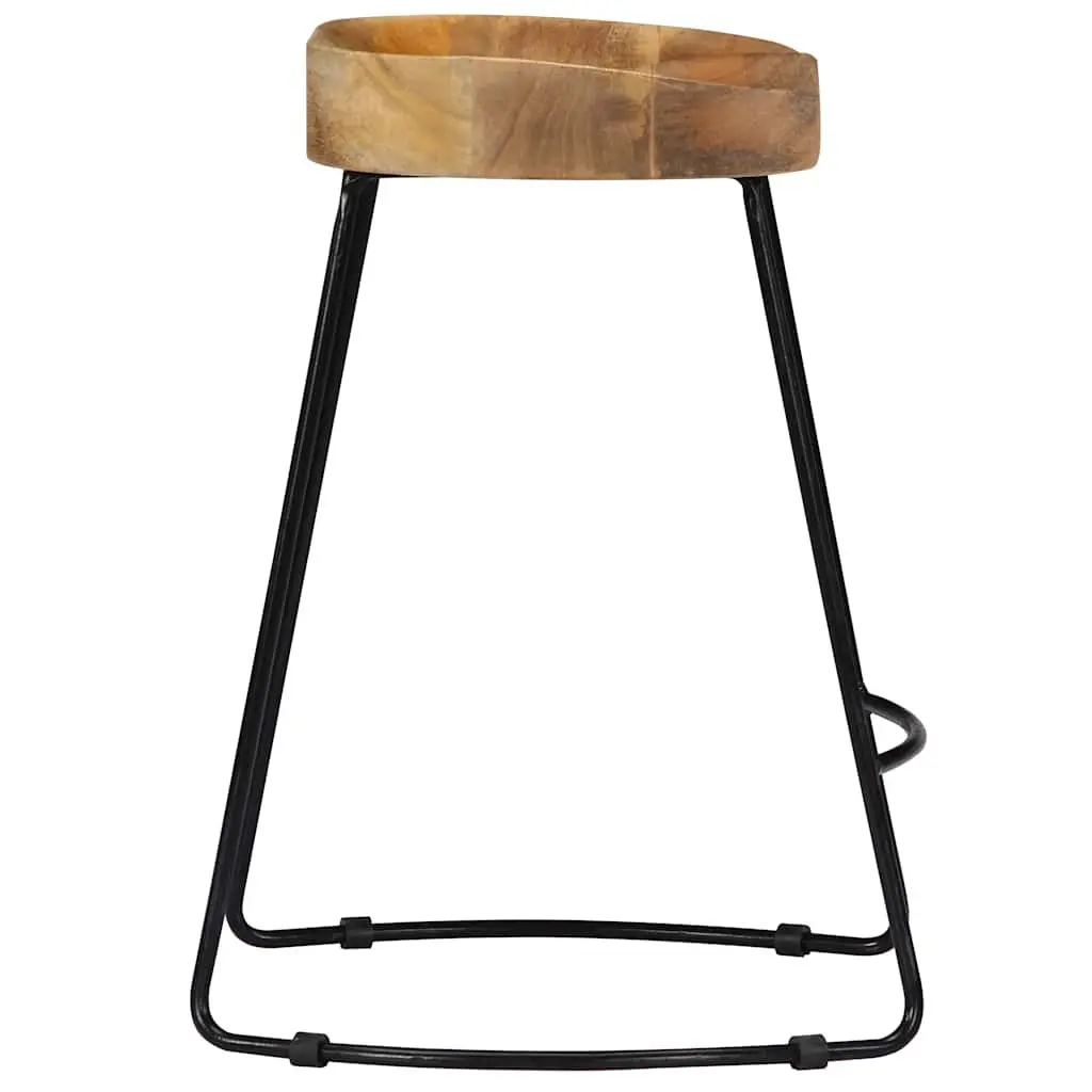 Bar Stools Retro Vintage Solid Mango Wood Brown 2 Piece