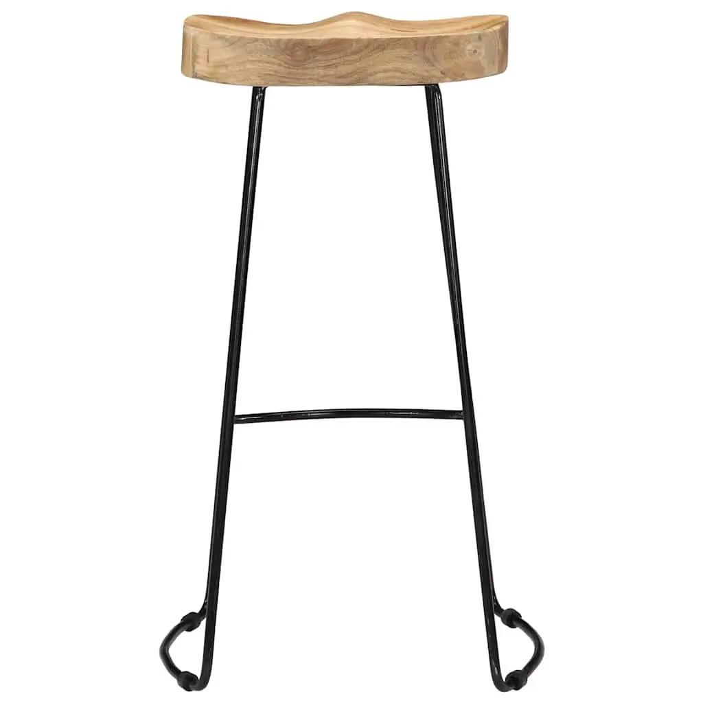 Bar Stools 2 pcs Solid Mango Wood Retro Vintage Wooden Kitchen Counter Seat