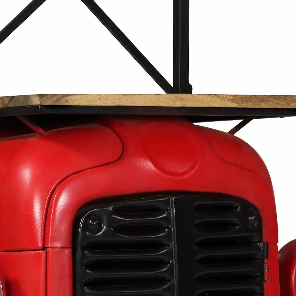 Solid Mango Wood Tractor Wine Cabinet Rustic Red 49x31x172cm 2 Shelves 9 Bottle Holders