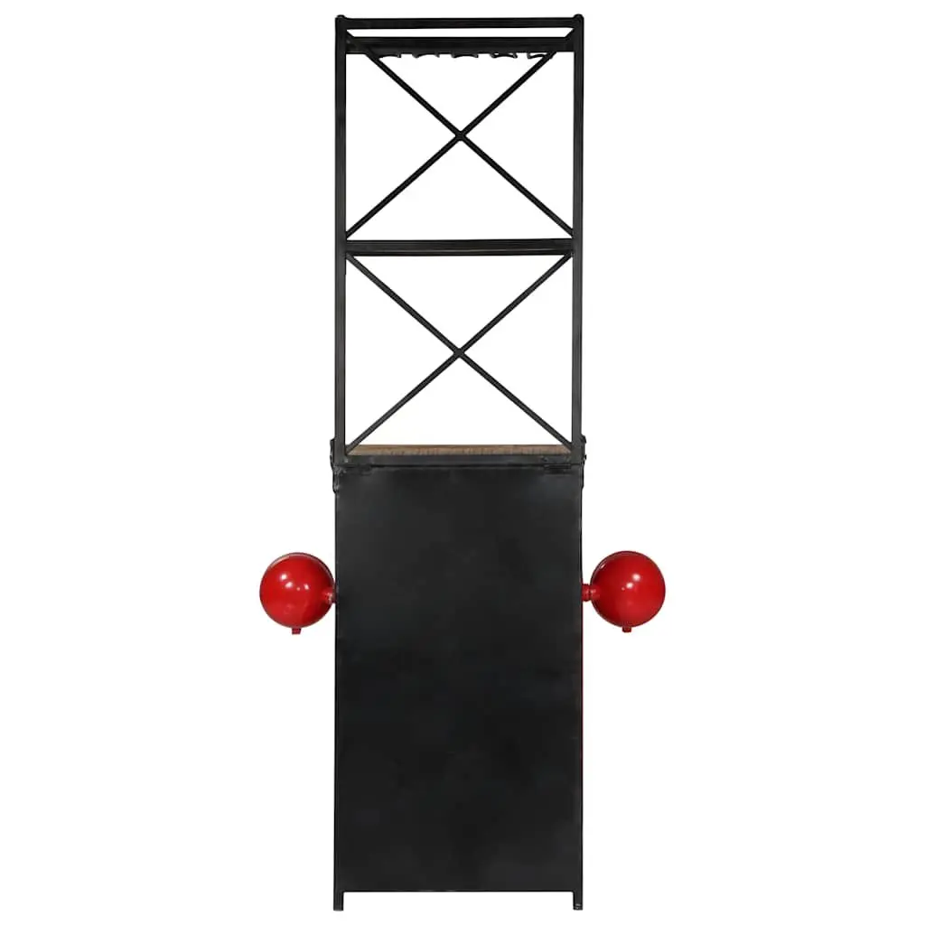 Solid Mango Wood Tractor Wine Cabinet Rustic Red 49x31x172cm 2 Shelves 9 Bottle Holders