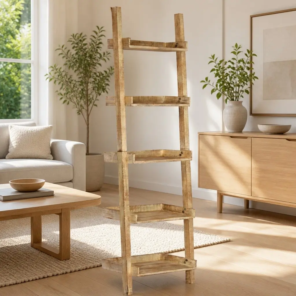 5-Tier Brown Ladder Shelf