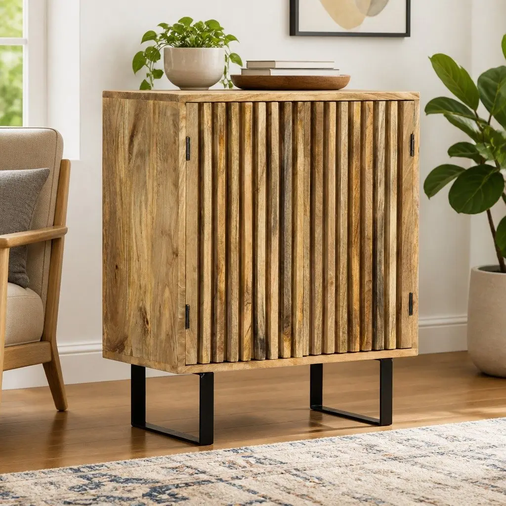 Sideboard Solid Mango Wood Brown 60x35x75 cm 2 Door Cabinet Storage Buffet