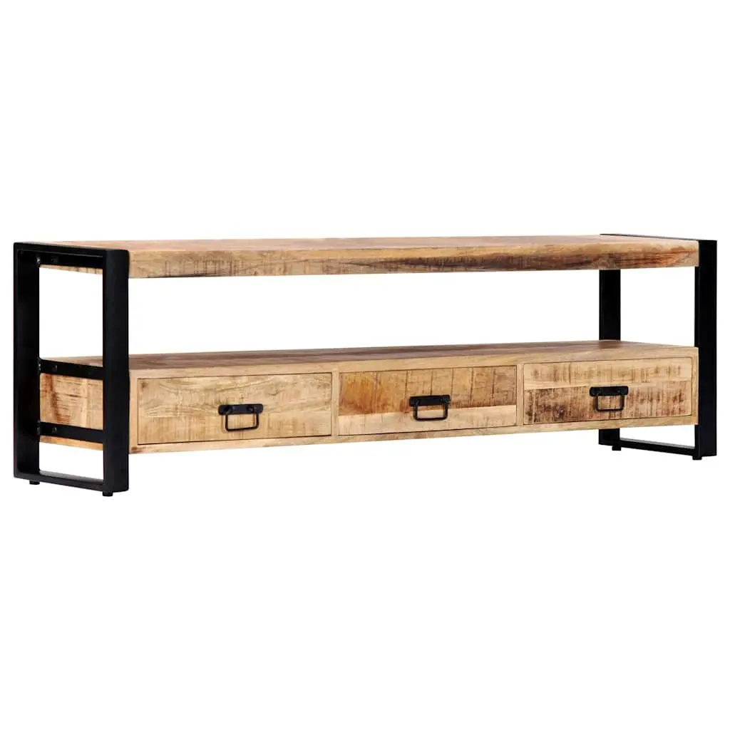 TV Cabinet 150x30x45 cm Solid Mango Wood Rustic Lowboard Storage Drawers