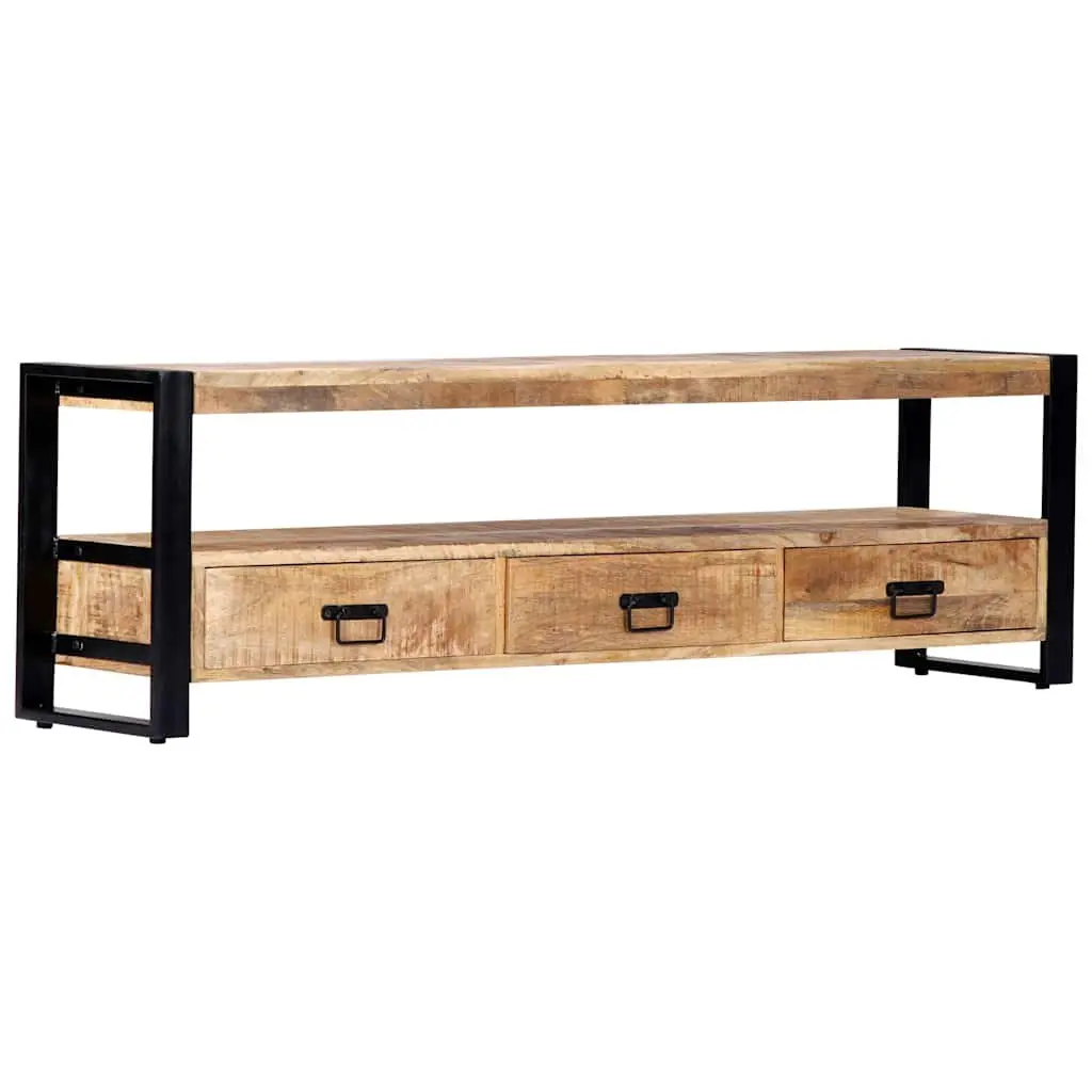 TV Cabinet 150x30x45 cm Solid Mango Wood Rustic Lowboard Storage Drawers