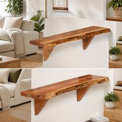 Wall Shelves 2 pcs 60x20x18 cm Solid Acacia Wood Brown Rustic Display Storage