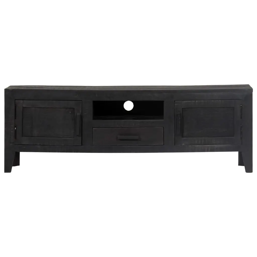 TV Cabinet Vintage Style Black Solid Mango Wood 118x30x40cm Storage Unit