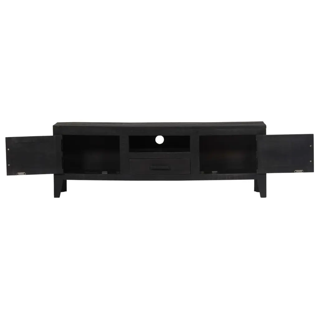 TV Cabinet Vintage Style Black Solid Mango Wood 118x30x40cm Storage Unit
