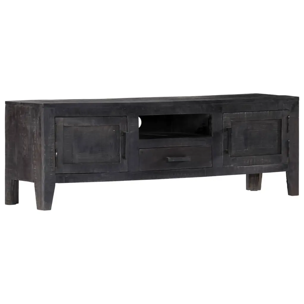 TV Cabinet Vintage Style Black Solid Mango Wood 118x30x40cm Storage Unit