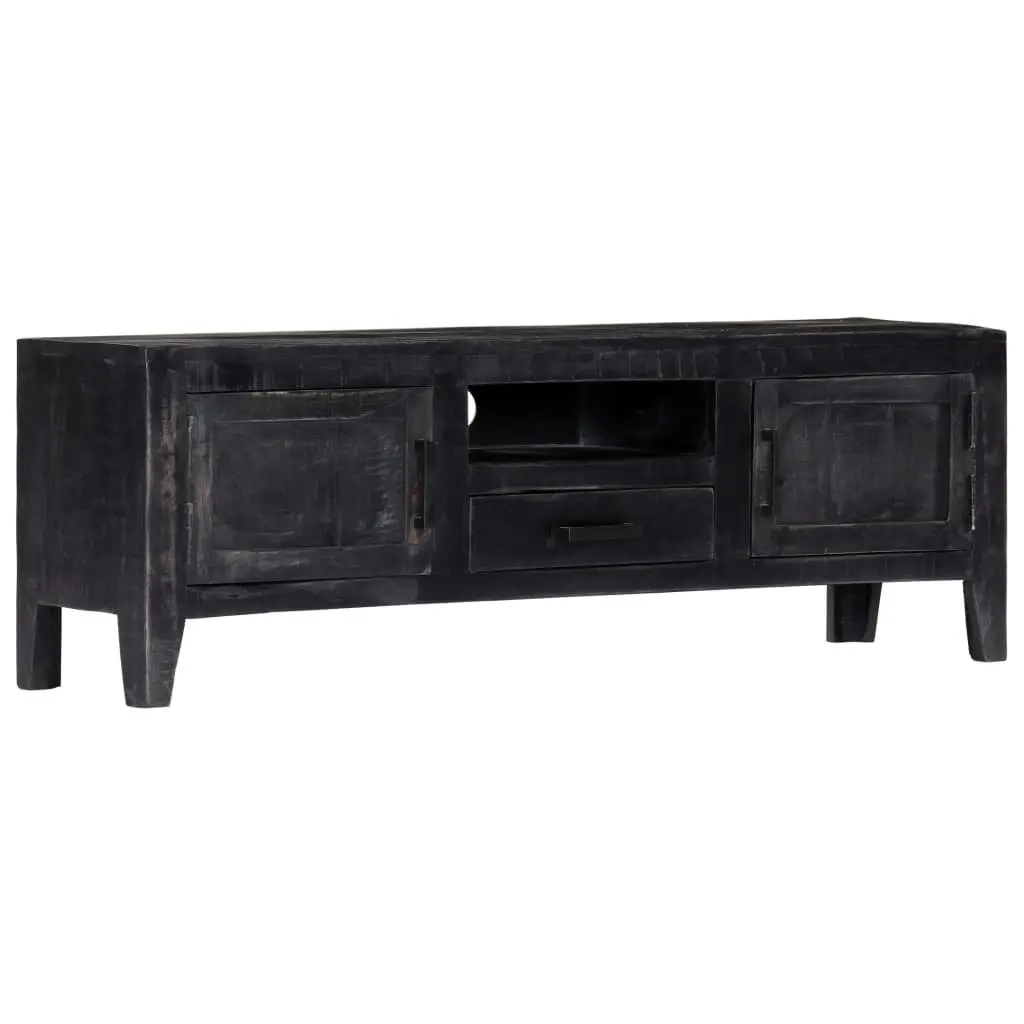 TV Cabinet Vintage Style Black Solid Mango Wood 118x30x40cm Storage Unit