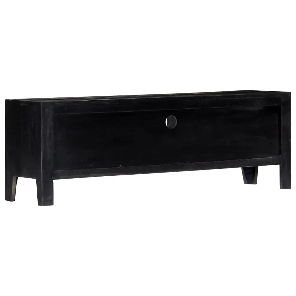 TV Cabinet Vintage Style Black Solid Mango Wood 118x30x40cm Storage Unit