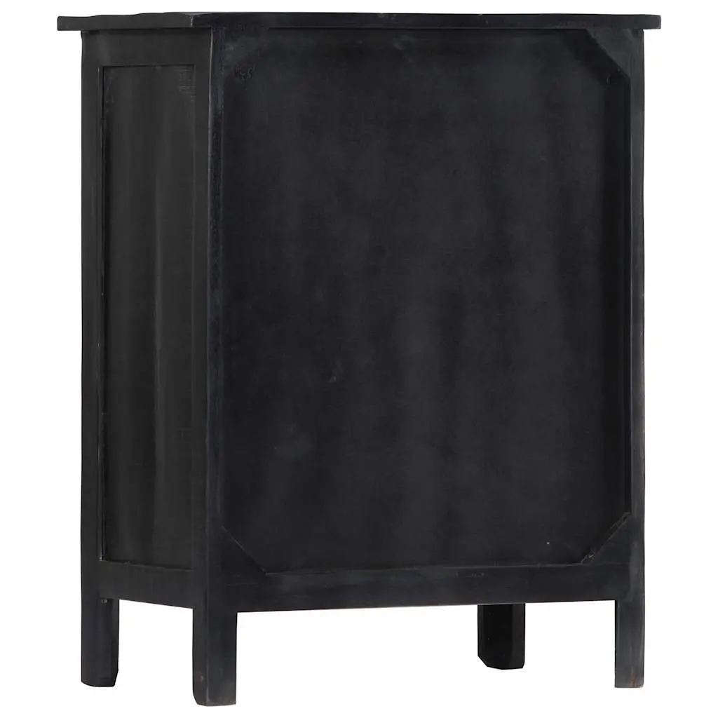 Wine Rack Black Wooden Storage Cabinet Mango Wood 56x35x75cm