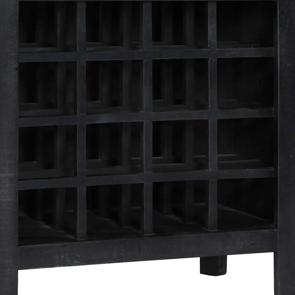 Wine Rack Black Wooden Storage Cabinet Mango Wood 56x35x75cm