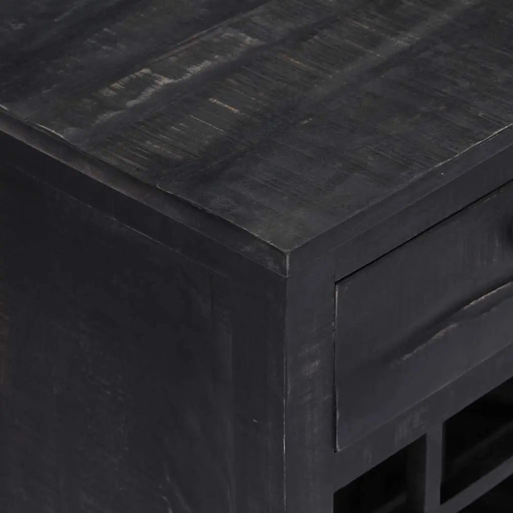 Wine Rack Black Wooden Storage Cabinet Mango Wood 56x35x75cm