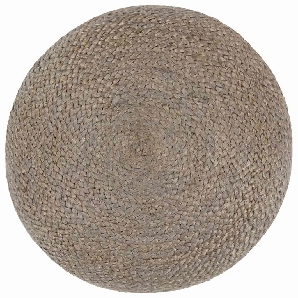 Pouffe Footstool Handmade Grey Braided Jute Foam Filled 45 x 30 cm
