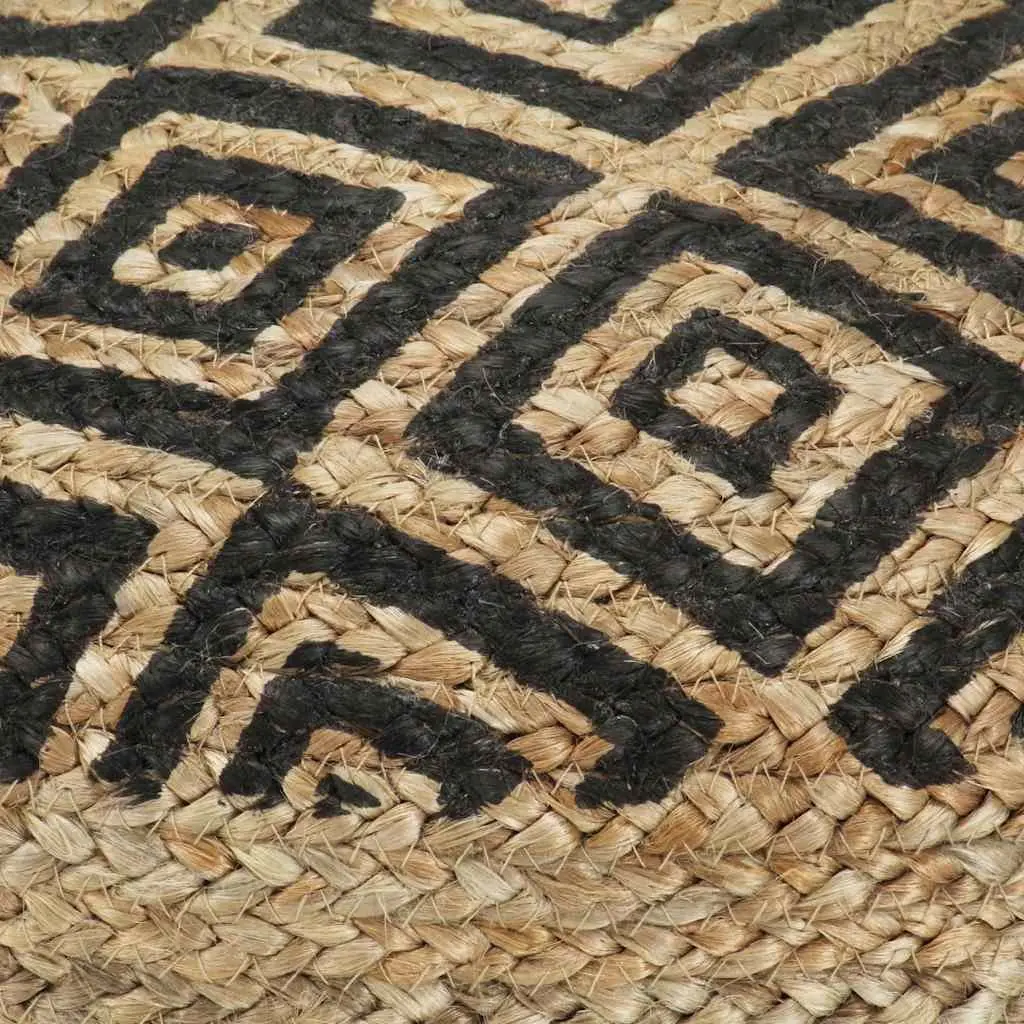 Black Braided Jute Pouffe