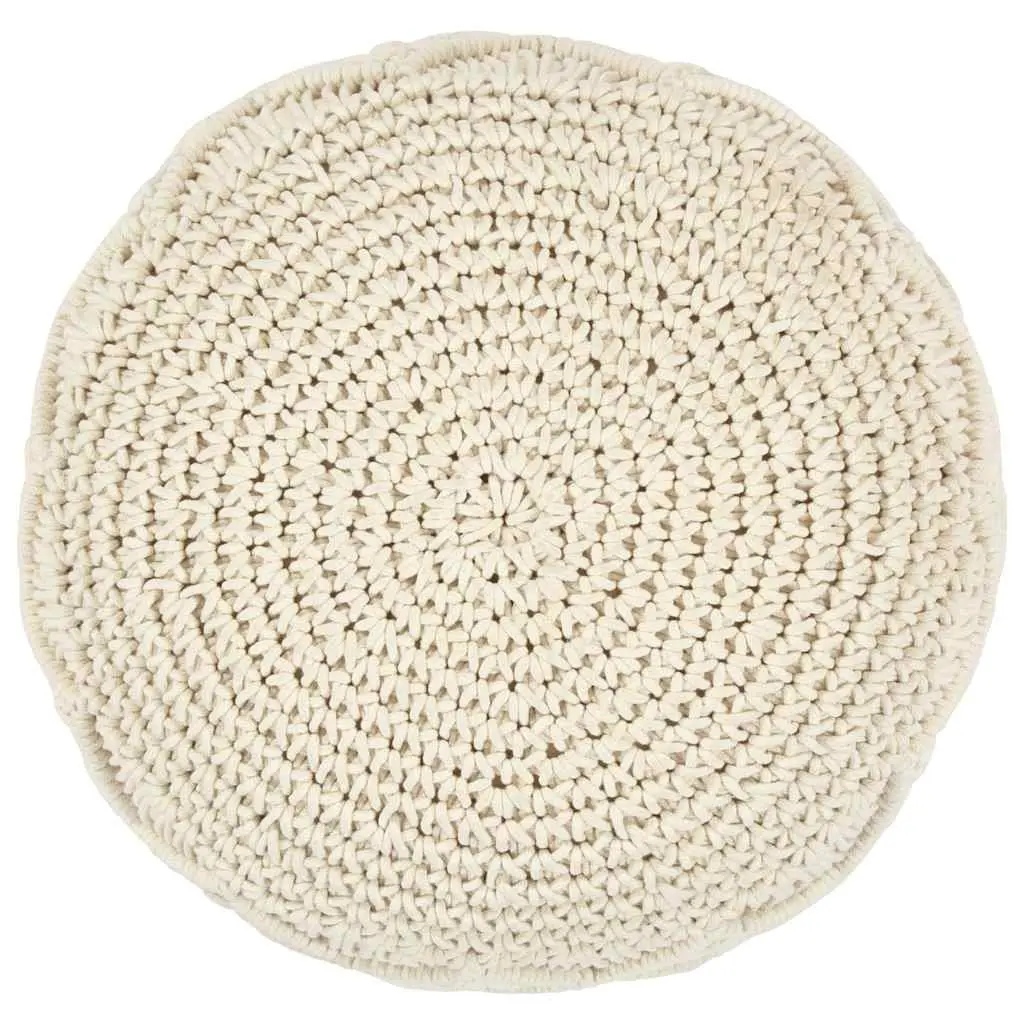 Macrame Pouffe Footstool Handmade Cotton Round Pouf Boho Seat Footrest 45x30cm