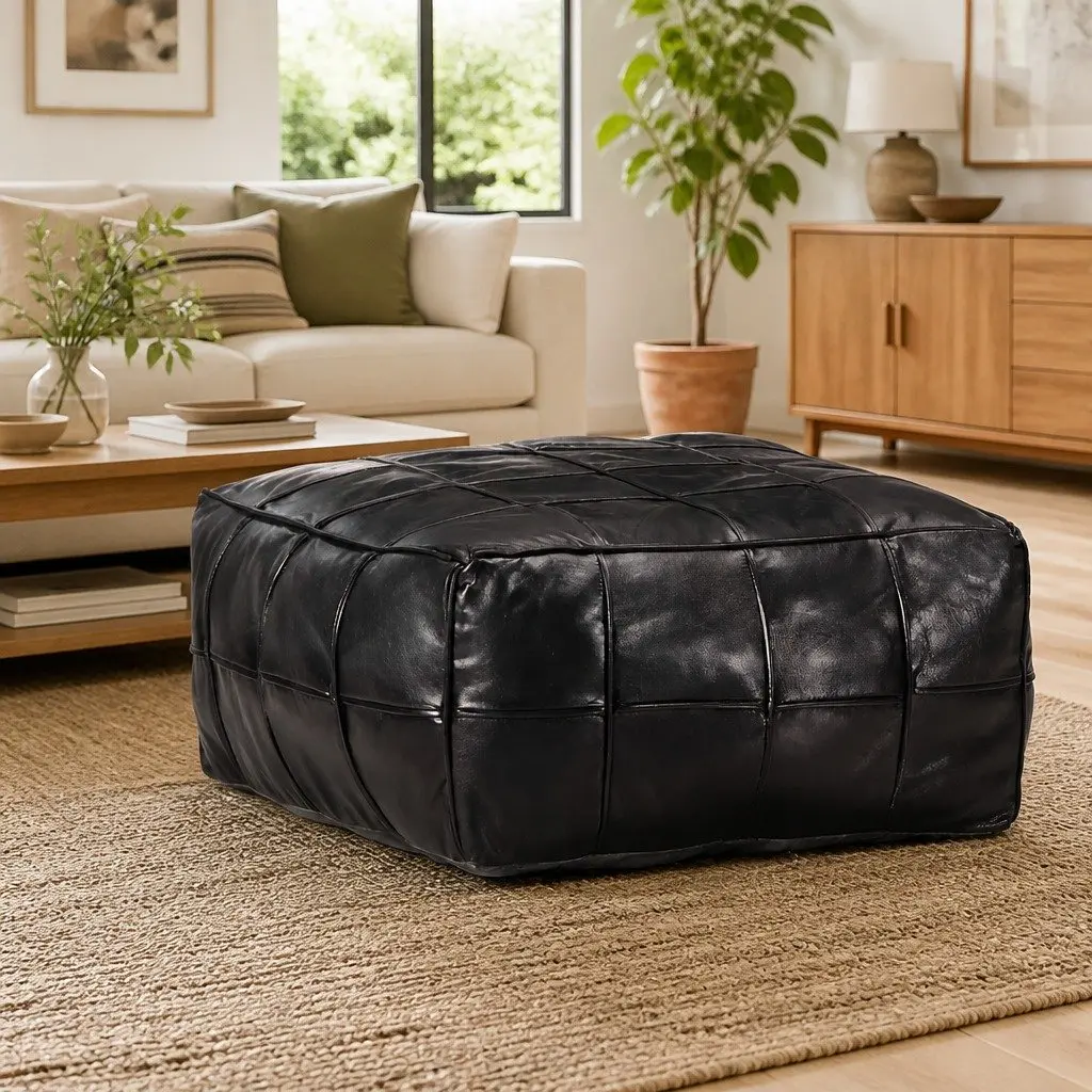 Black Pouffe Footstool