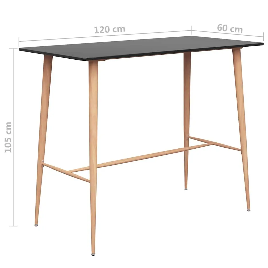 Bar Table Black MDF Top with Metal Legs 120 x 60 x 105 cm