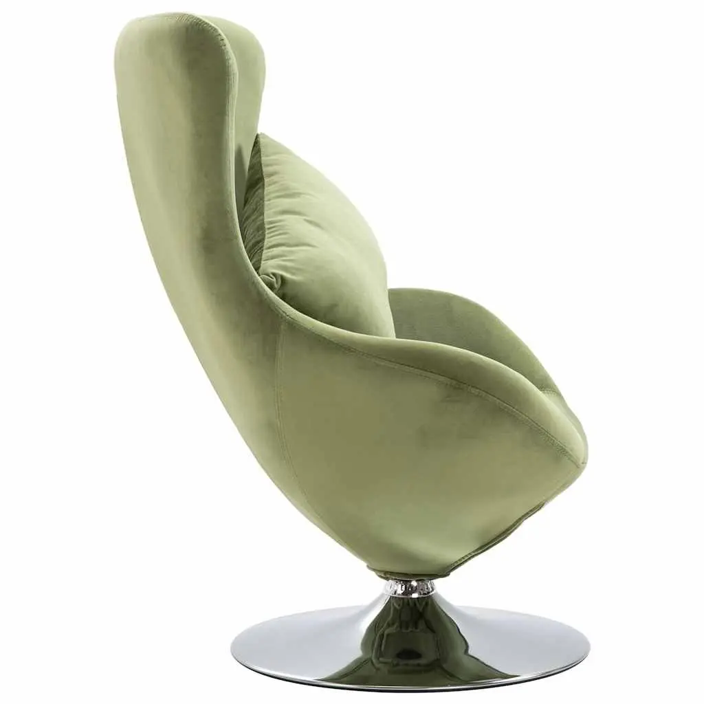 Swivel Egg Chair with Cushion Green Velvet Upholstered Armchair 360 Degree