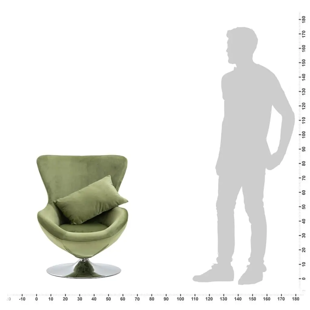 Swivel Egg Chair with Cushion Green Velvet Upholstered Armchair 360 Degree