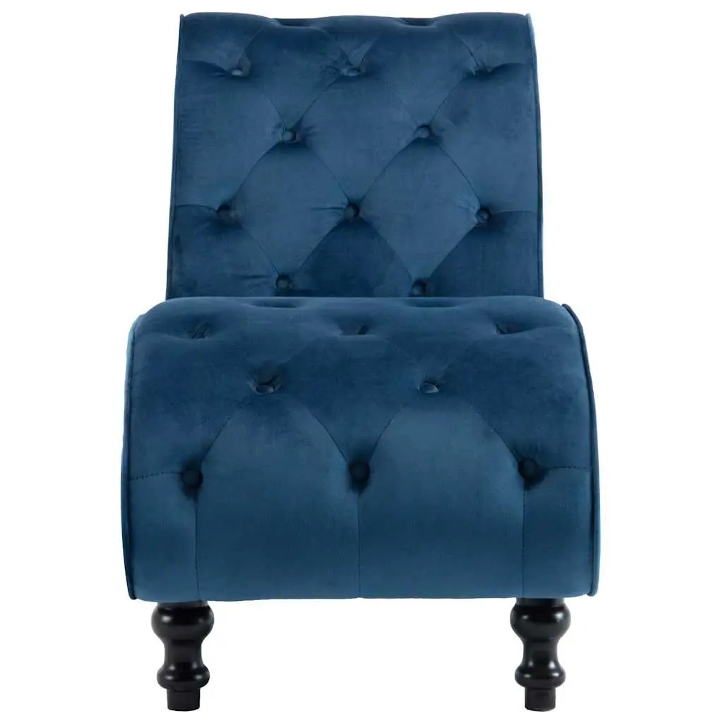 Chaise Lounge Blue Velvet Accent Chair Tufted Design Comfortable Seating