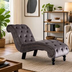 Your Cozy Grey Velvet Chaise Lounge Awaits You
