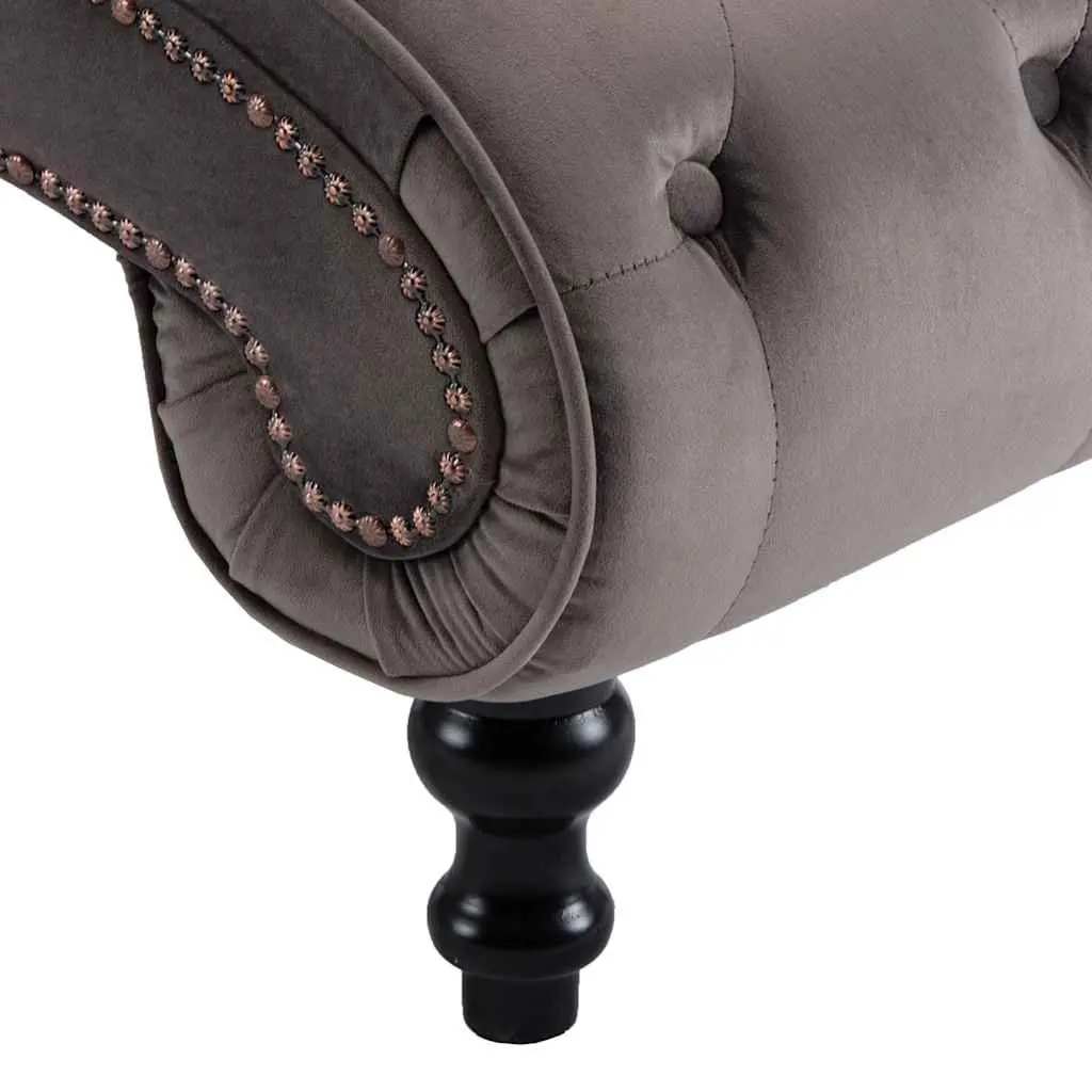 Chaise Lounge Grey Velvet Accent Chair Scrolled Design Button Tufted Bedroom
