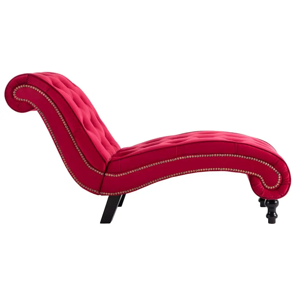 Chaise Lounge Red Velvet Button Tufted Accent Chair Living Room Furniture