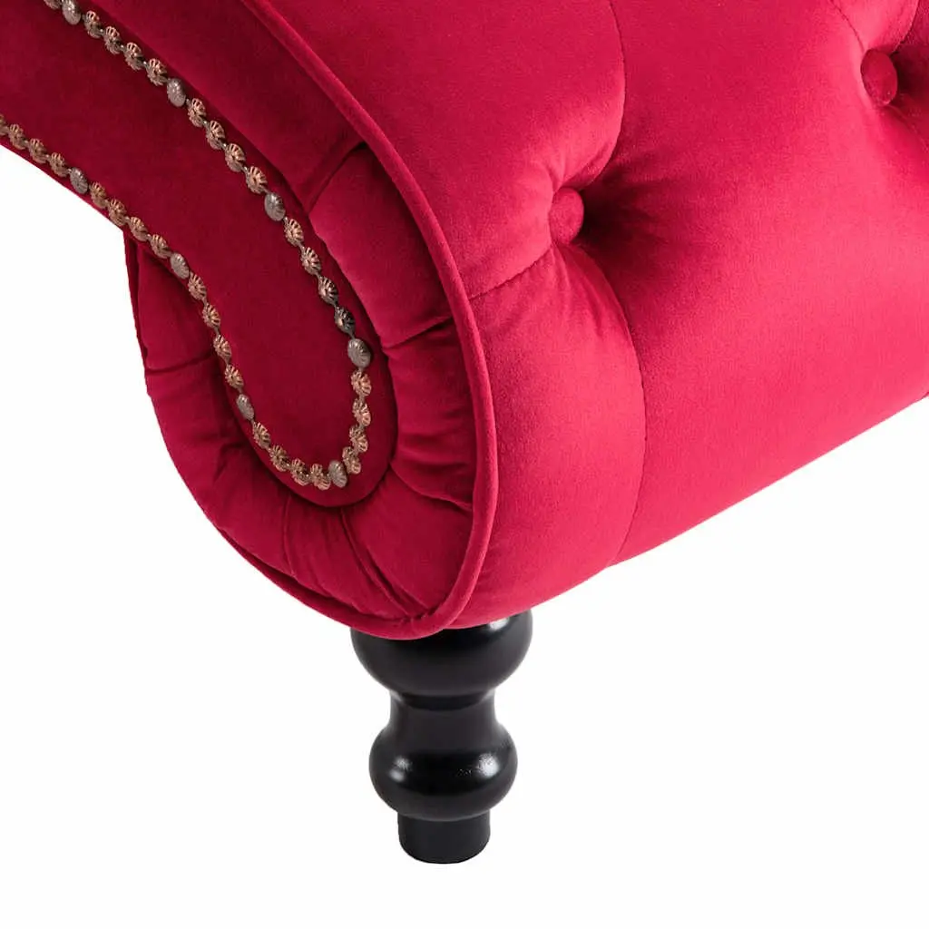 Chaise Lounge Red Velvet Button Tufted Accent Chair Living Room Furniture