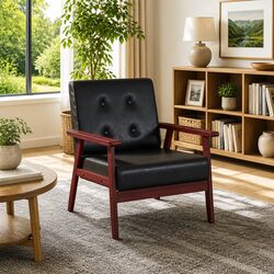 Your Friendly Black Faux Leather Retro Armchair