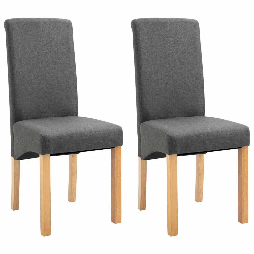 Dining Chairs Grey Fabric Set of 2 Kitchen Living Room Seating