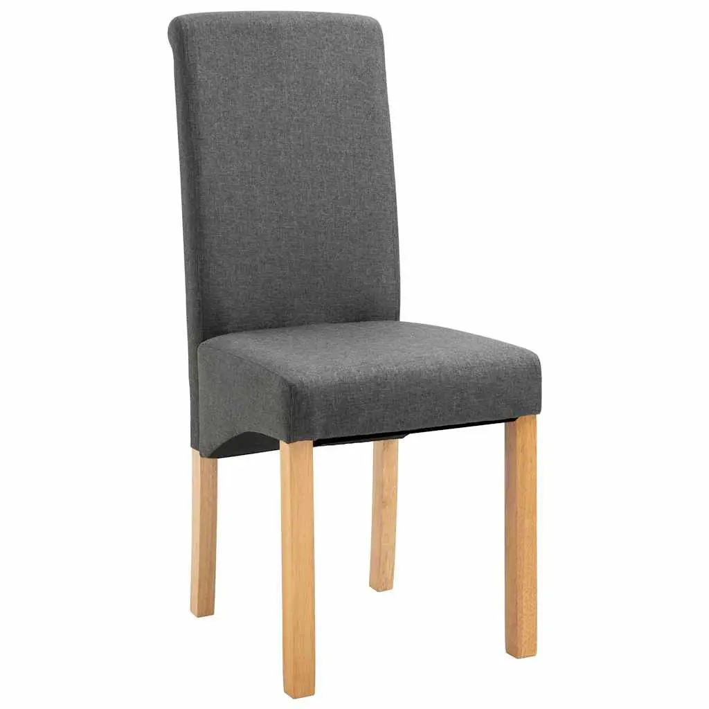 Dining Chairs Grey Fabric Set of 2 Kitchen Living Room Seating