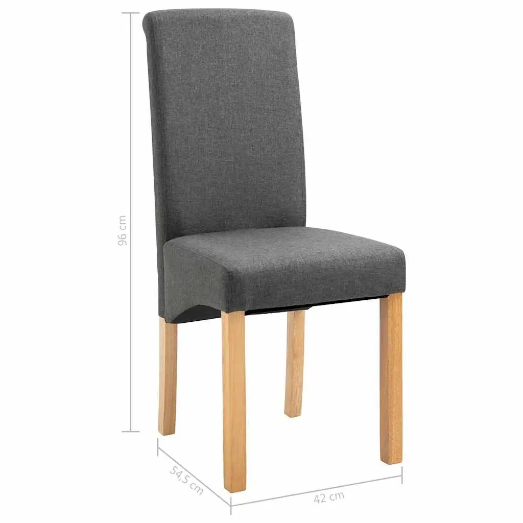 Dining Chairs Grey Fabric Set of 2 Kitchen Living Room Seating