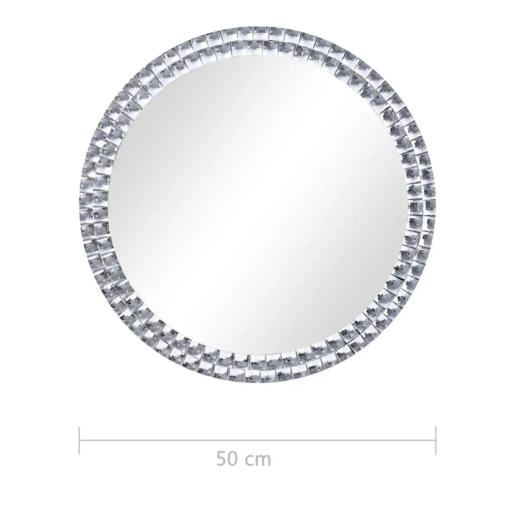 Round Wall Mirror Tempered Glass 50cm Silver Decor