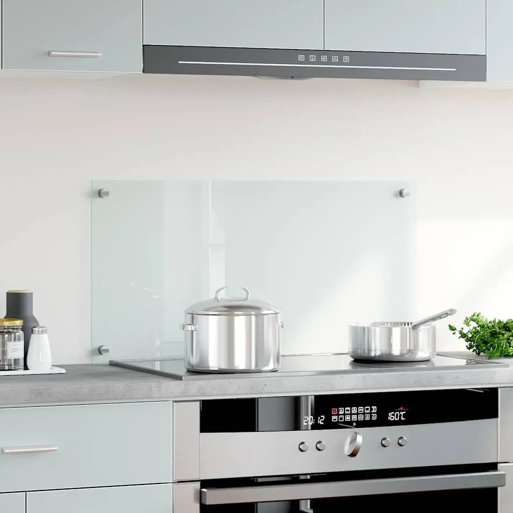 Tempered Glass Kitchen Splash Guard 80x40 cm Transparent Heat Resistant Backsplash