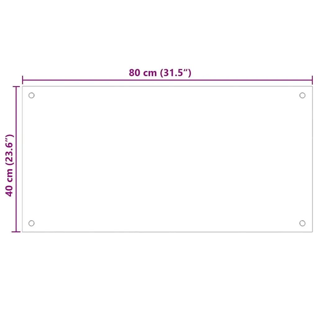 Tempered Glass Kitchen Splash Guard 80x40 cm Transparent Heat Resistant Backsplash