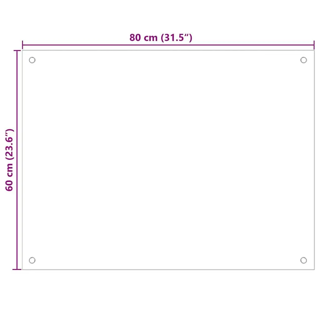 Kitchen Backsplash Splashback Tempered Glass Transparent 80x60cm Wall Protection