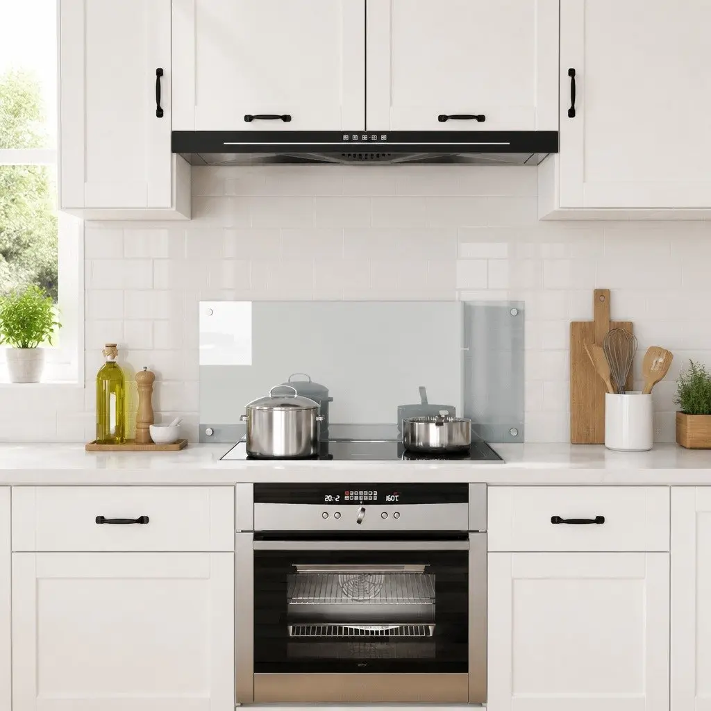 Kitchen Backsplash Tempered Glass Splashback Transparent 100x40cm Heat-Resistant