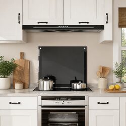 Kitchen Backsplash Black Tempered Glass Splash Guard 70x60 cm Heat Resistant