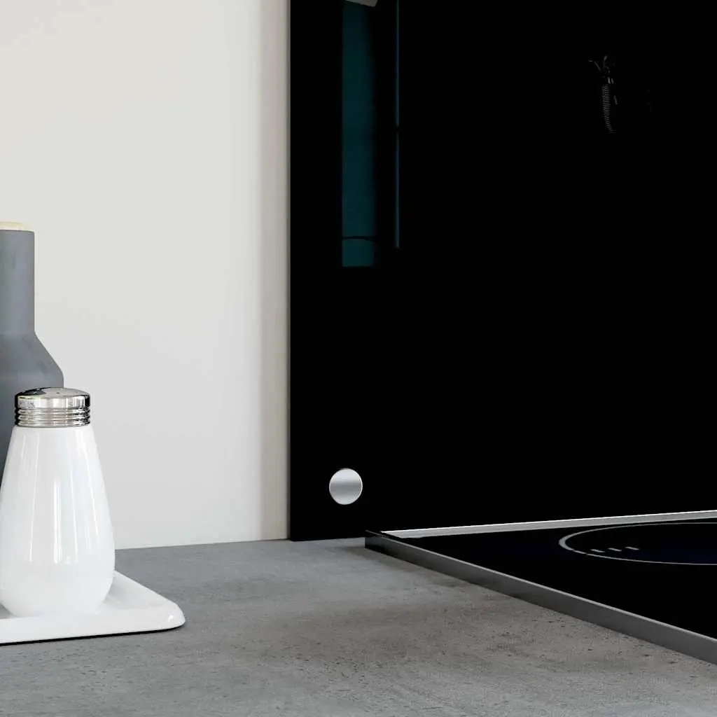 Kitchen Backsplash Tempered Glass Black 90x50 cm Splash Guard