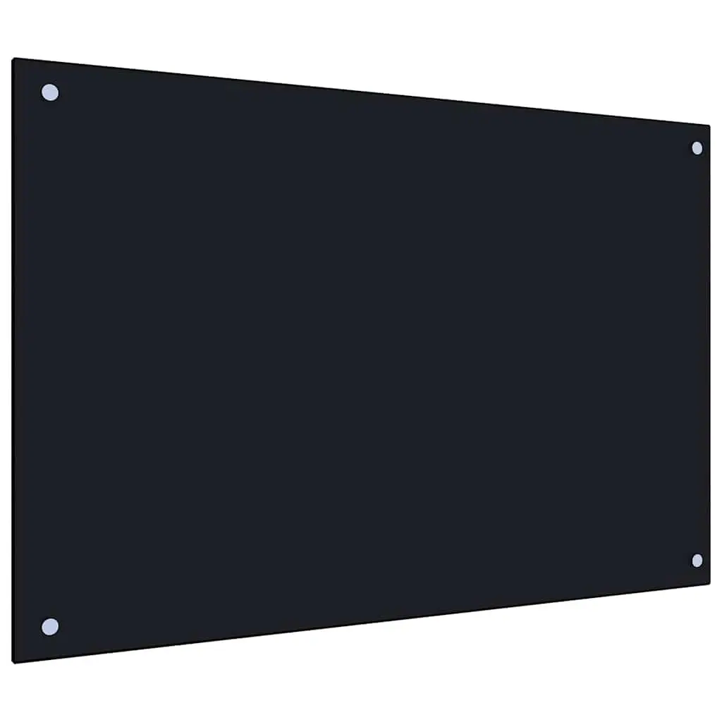Tempered Glass Kitchen Backsplash 90x60cm Black Heat Resistant Splash Guard
