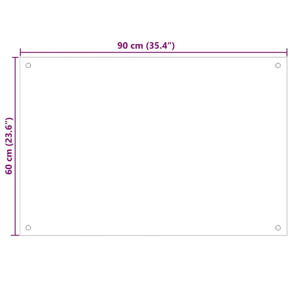 Tempered Glass Kitchen Backsplash 90x60cm Black Heat Resistant Splash Guard