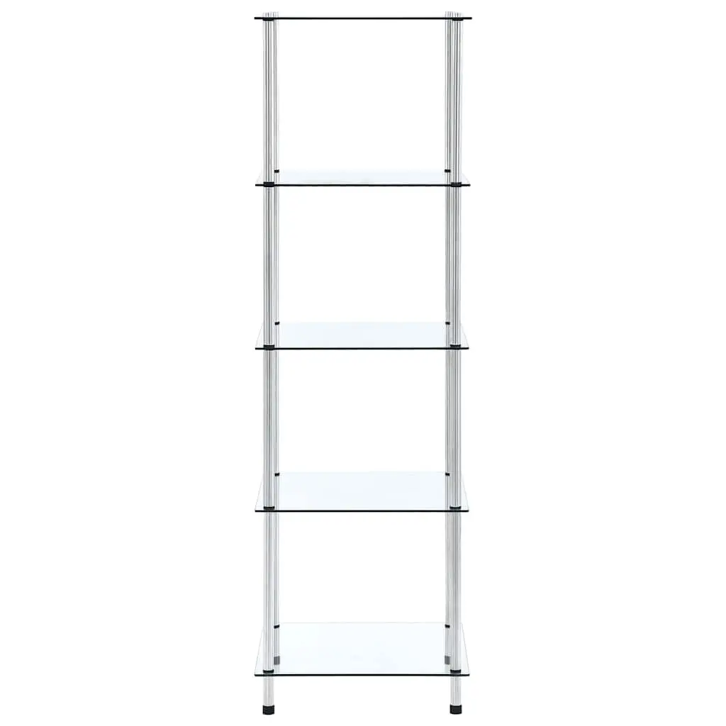 5 Tier Tempered Glass Display Shelf Transparent Unit for Home Office Storage
