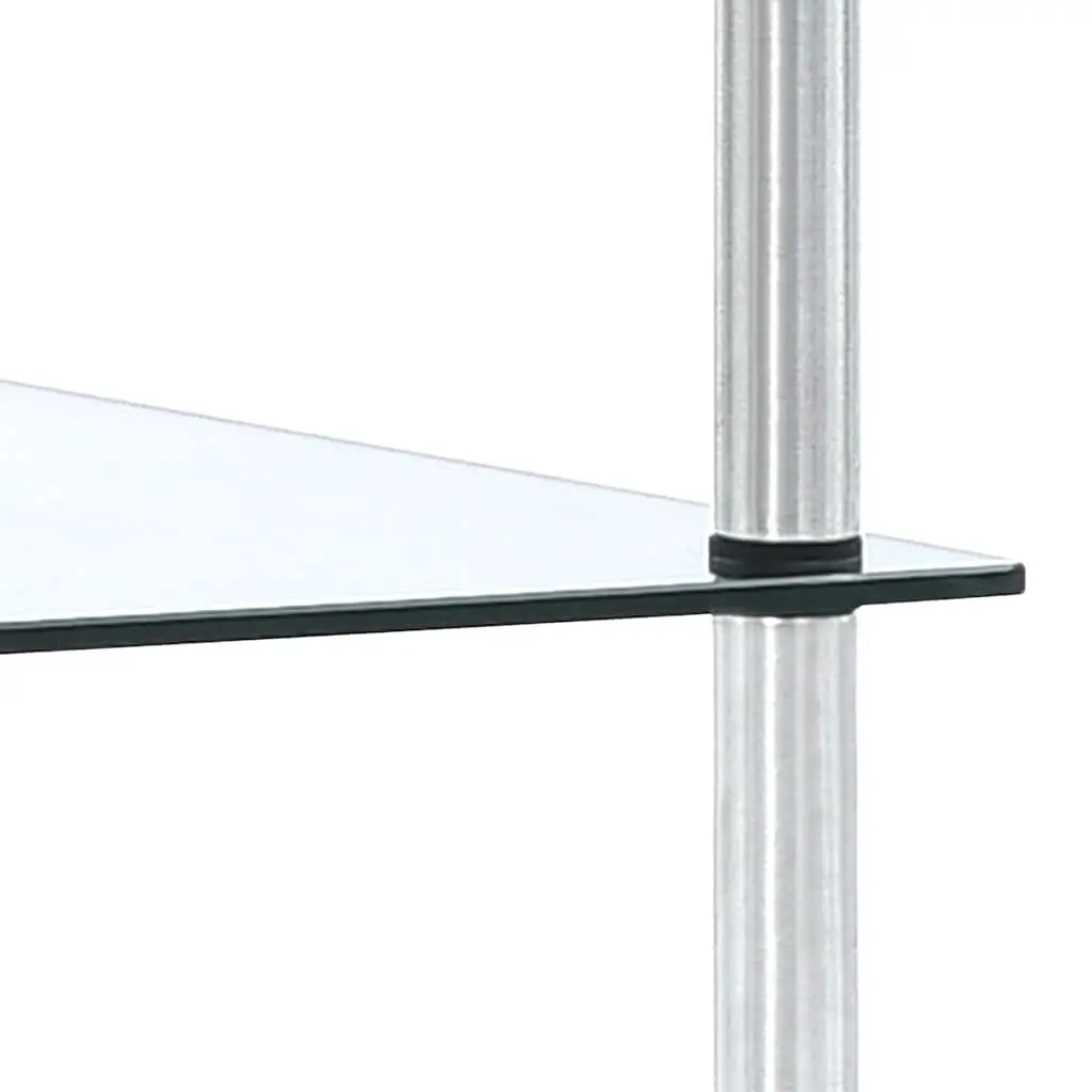 5 Tier Tempered Glass Display Shelf Transparent Unit for Home Office Storage